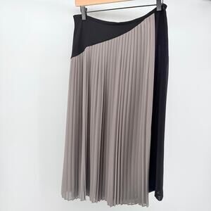 Leifsdottir Pleated Asymmetric Midi Skirt sz 6 Black Grey Quiet Luxury Capsule